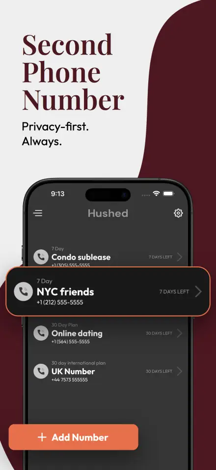 Hushed App screenshot 1